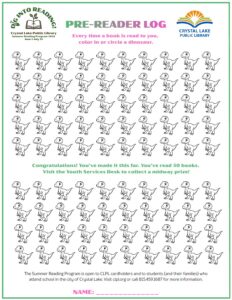 Summer Reading Program pre-reader log for preK children image