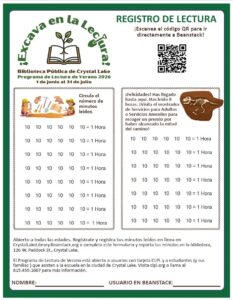 Spanish summer reading program log image